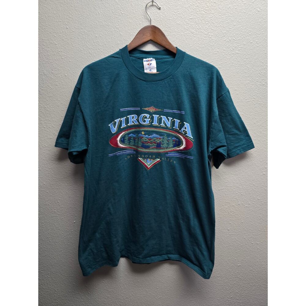 Vintage Test Print Shirt Shenandoah Valley Virginia Minnesota Graphic Tee 90s L